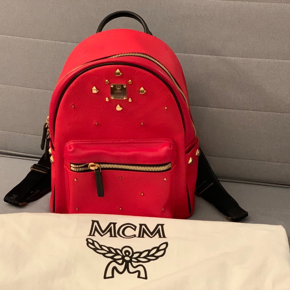Authentic Mcm Odeon Stark Red Backpack - image 3